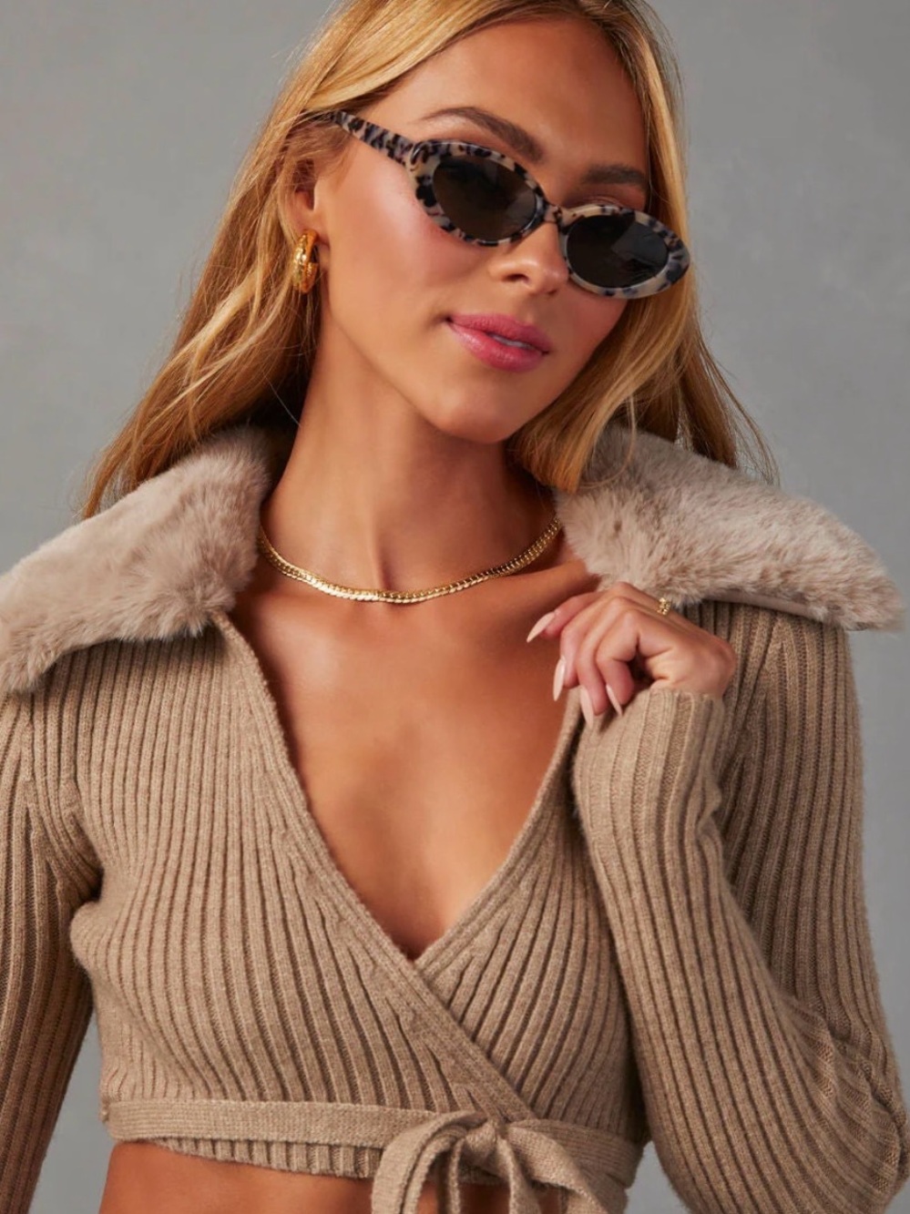 Faux Fur Cropped Cardigan